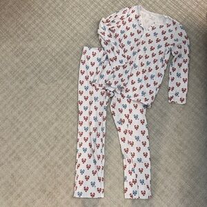 Roller Rabbit White Pajama Set with Red and Blue Lobster Design
